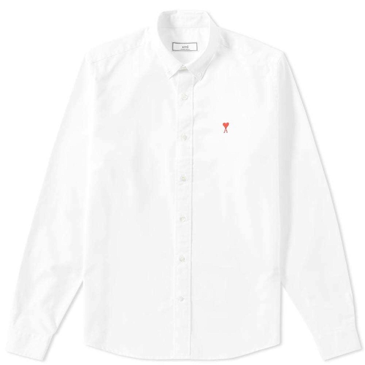 Photo: AMI Button Down Heart Logo Oxford Shirt White