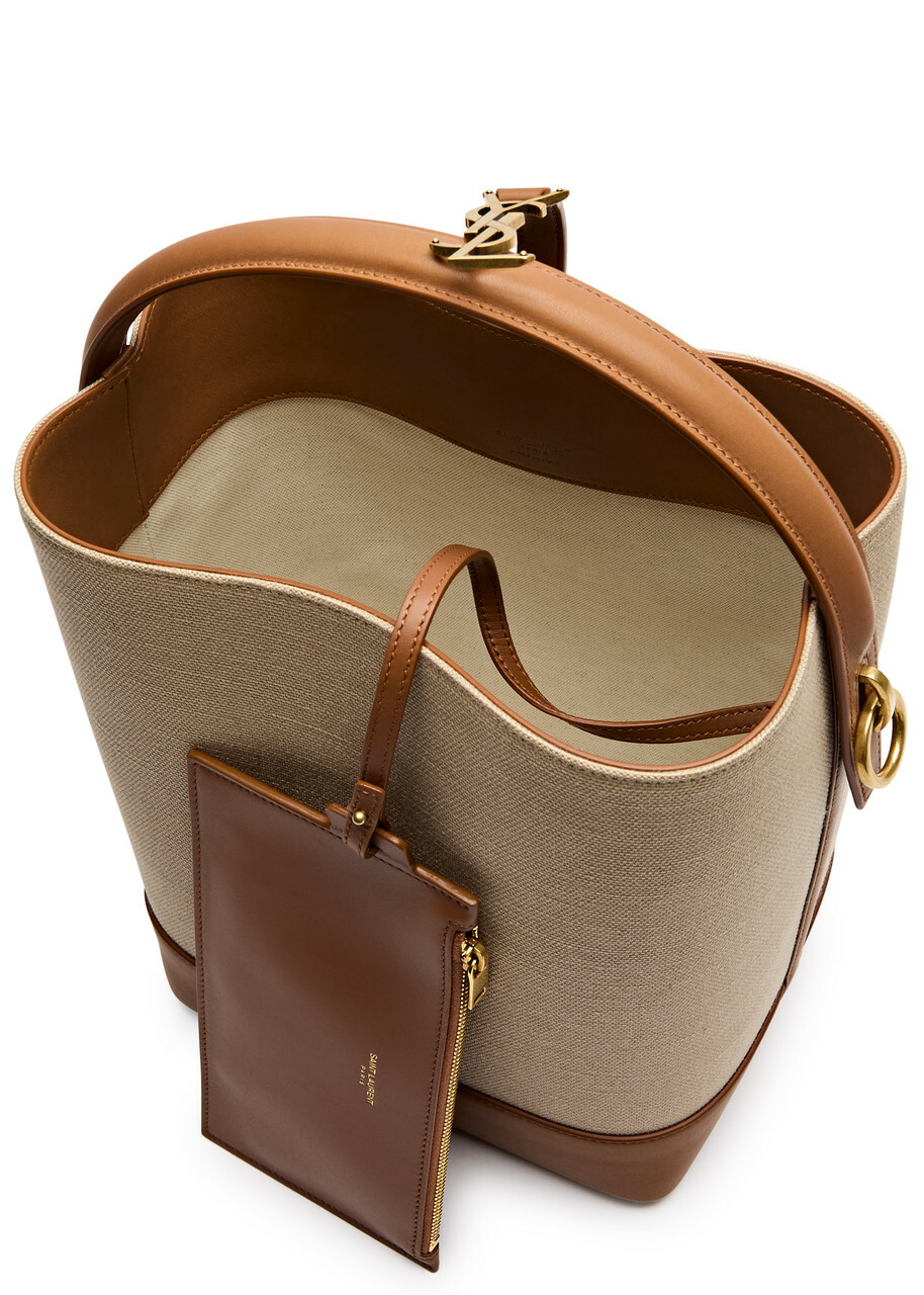 ハンドバッグ Saint Laurent Canvas And Leather Le 37 Satch Saint Laurent Le 37 Canvas Bucket bag - Natural - One Size