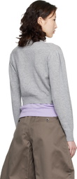 Meryll Rogge Gray & Purple Crew Neck Double Cardigan