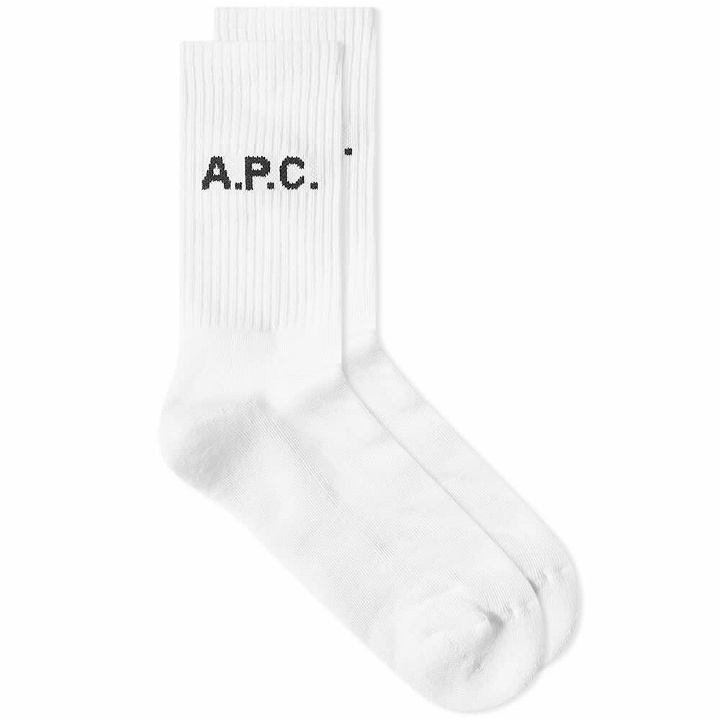 Photo: A.P.C. Men's Sky Logo Socks in White