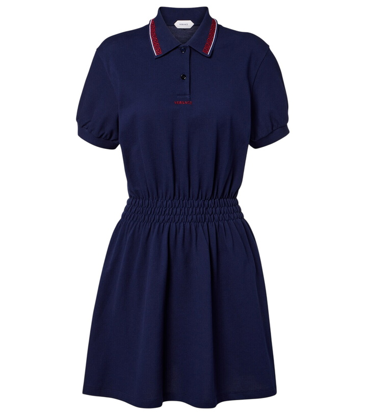 Photo: Versace Greca cotton piqué polo dress