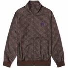 Needles Men's Poly Jacquard Patterned Track Jacket in Brown