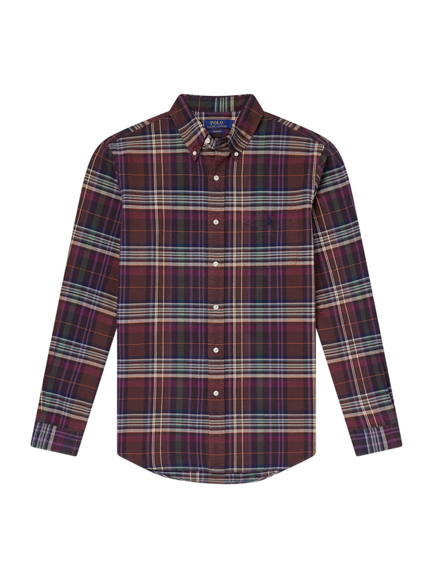 Photo: Polo Ralph Lauren - Button-Down Collar Logo-Embroidered Checked Cotton--Oxford Shirt - Red