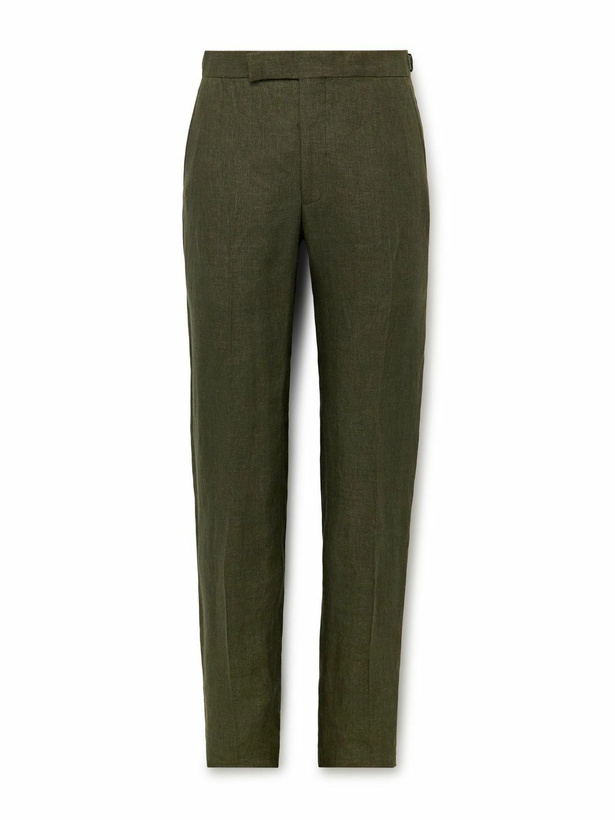 Richard James - Straight-Leg Wool-Flannel Drawstring Suit Trousers - Green  Richard James