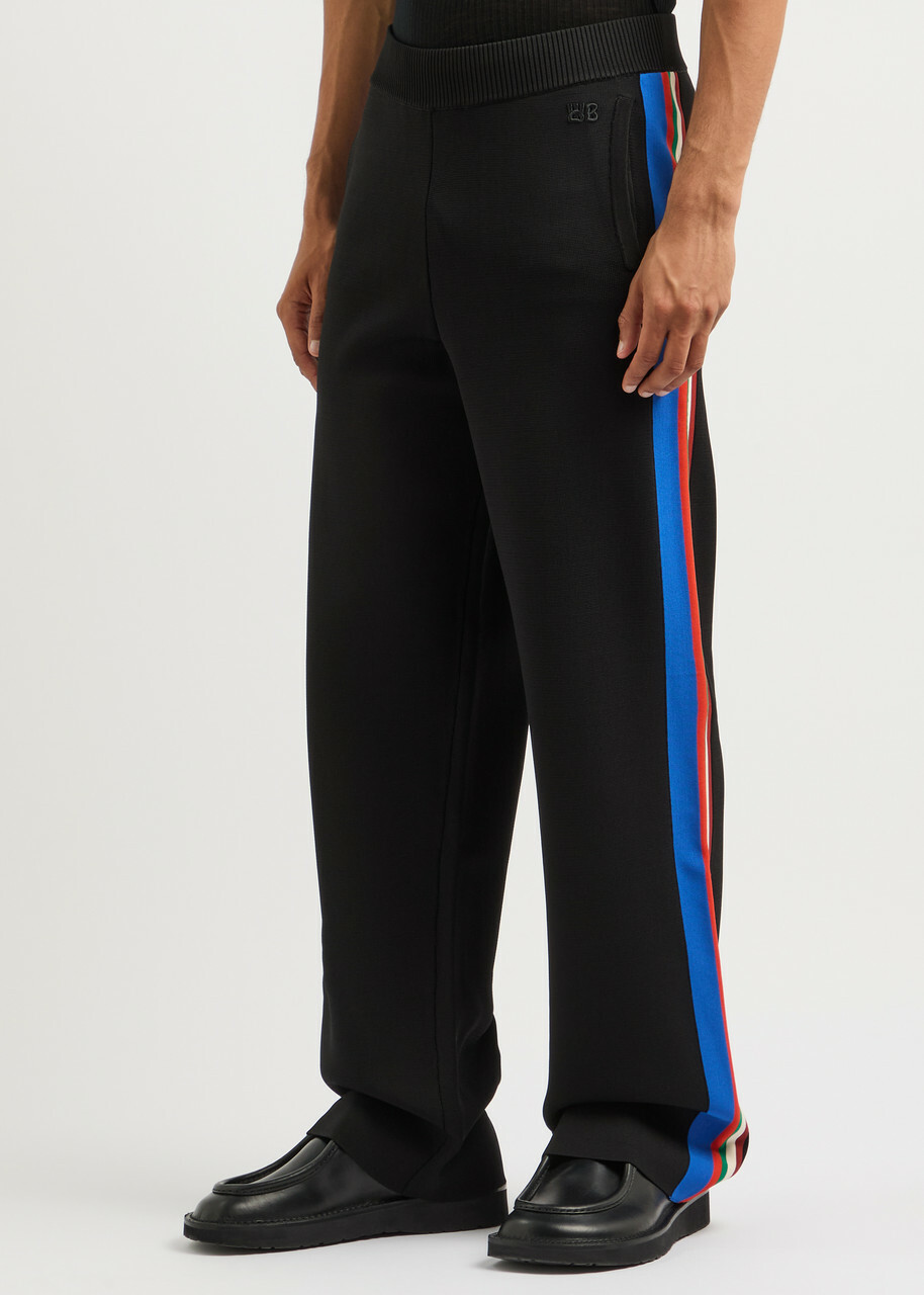 Wales Bonner Tide Striped Knitted Sweatpants Black