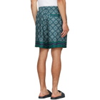 Casablanca Green Radiating Monogram Silk Shorts
