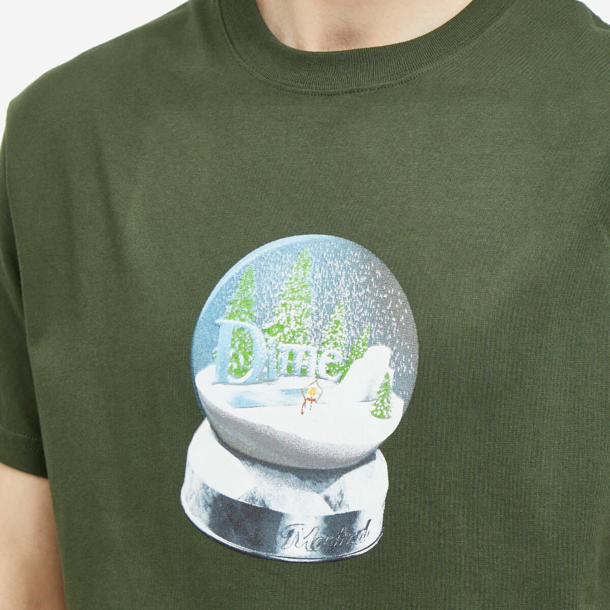 Dime Men's Snow Globe T-Shirt in Forest Green Dime