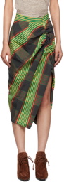 Vivienne Westwood Green Side Panther Midi Skirt