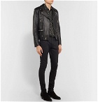 SAINT LAURENT - Slim-Fit Textured-Leather Biker Jacket - Black