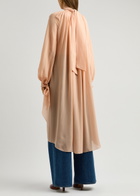 Chloe Women's Silk-Georgette Pink Light Tunic Top Size 36 (UK8 / S), Semi-Sheer & Tie Fastening High-Neck