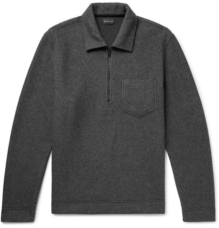 Photo: CLUB MONACO - Mélange Brushed Cotton-Blend Half-Zip Sweatshirt - Gray