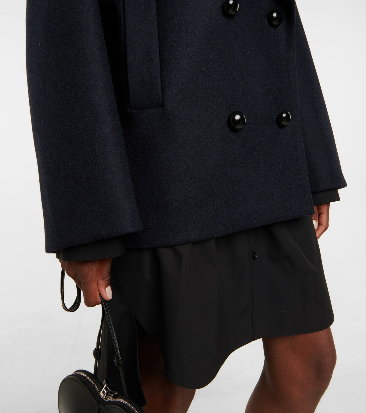 SALE【Alaia】ダブルブレスト ストレートフィット ピーコート Alaïa Double-breasted wool peacoat ALAÏA