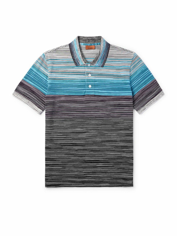 Photo: Missoni - Space-Dyed Cotton-Piqué Polo-Shirt - Blue