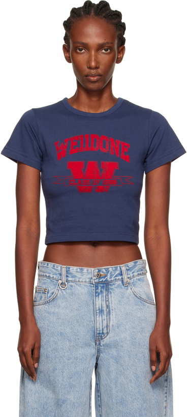 Photo: We11done Navy '11' Print Slim-Fit T-shirt