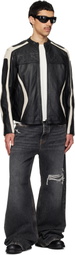 Diesel Black & Off-White L-Adam Leather Jacket
