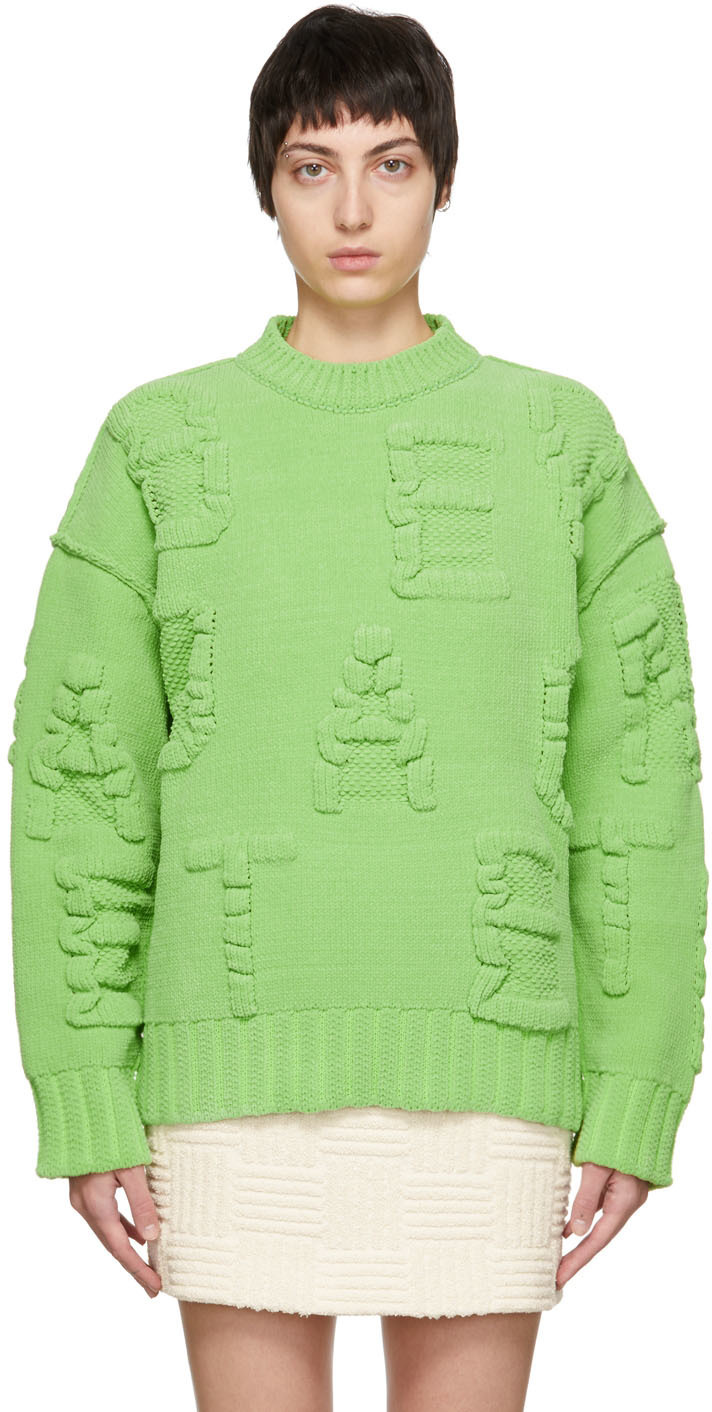 Bottega Veneta Green Alphabet Sweater Bottega Veneta