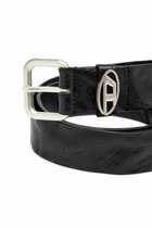 Diesel Logo-plaque wrinkled leather belt - Belts - Unisex - Black