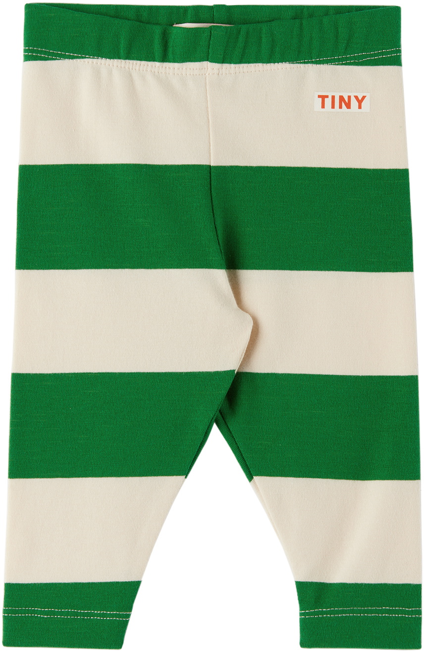 TINYCOTTONS Baby Green Off White Stripes Leggings TINYCOTTONS