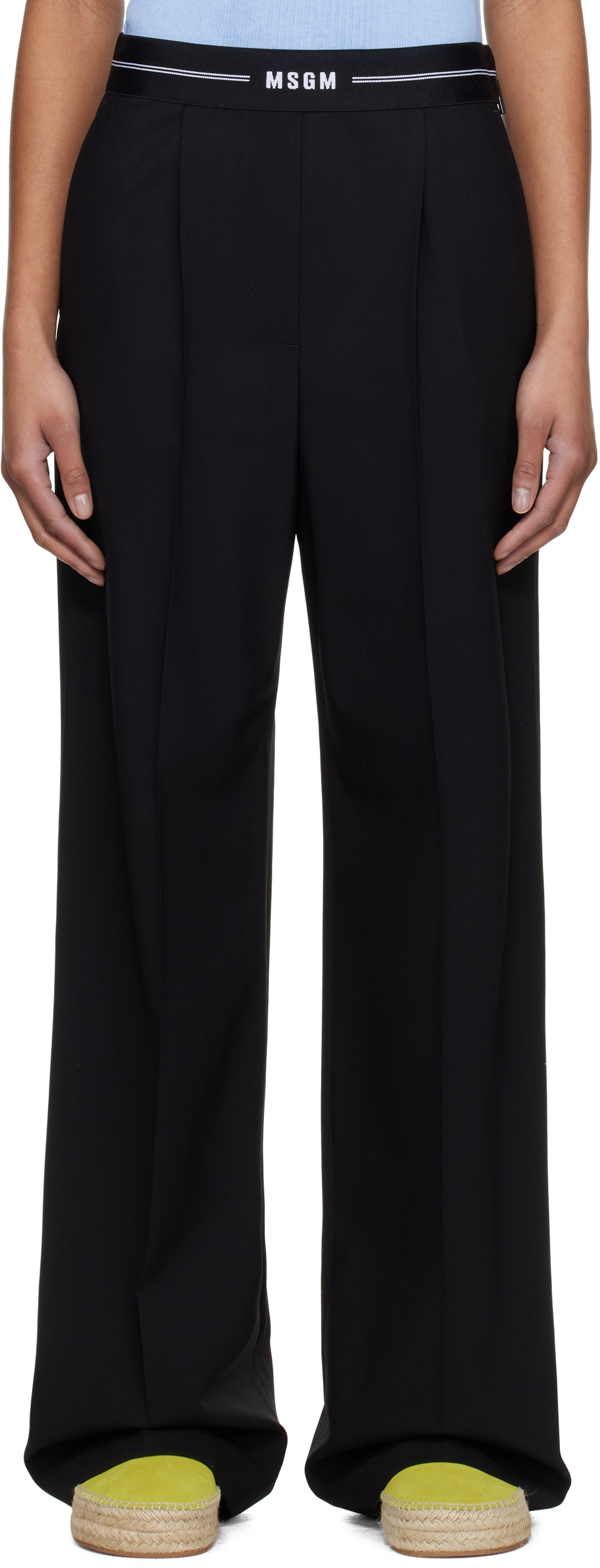 MSGM Black Pleated Trousers