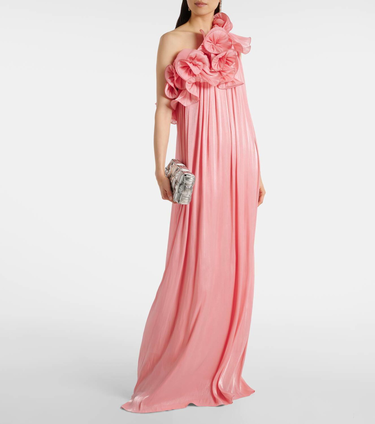 Costarellos Charmain plissé georgette gown