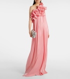 Costarellos Charmain plissé georgette gown