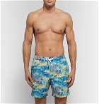 Derek Rose - Wide-Leg Mid-Length Printed Swim Shorts - Men - Blue