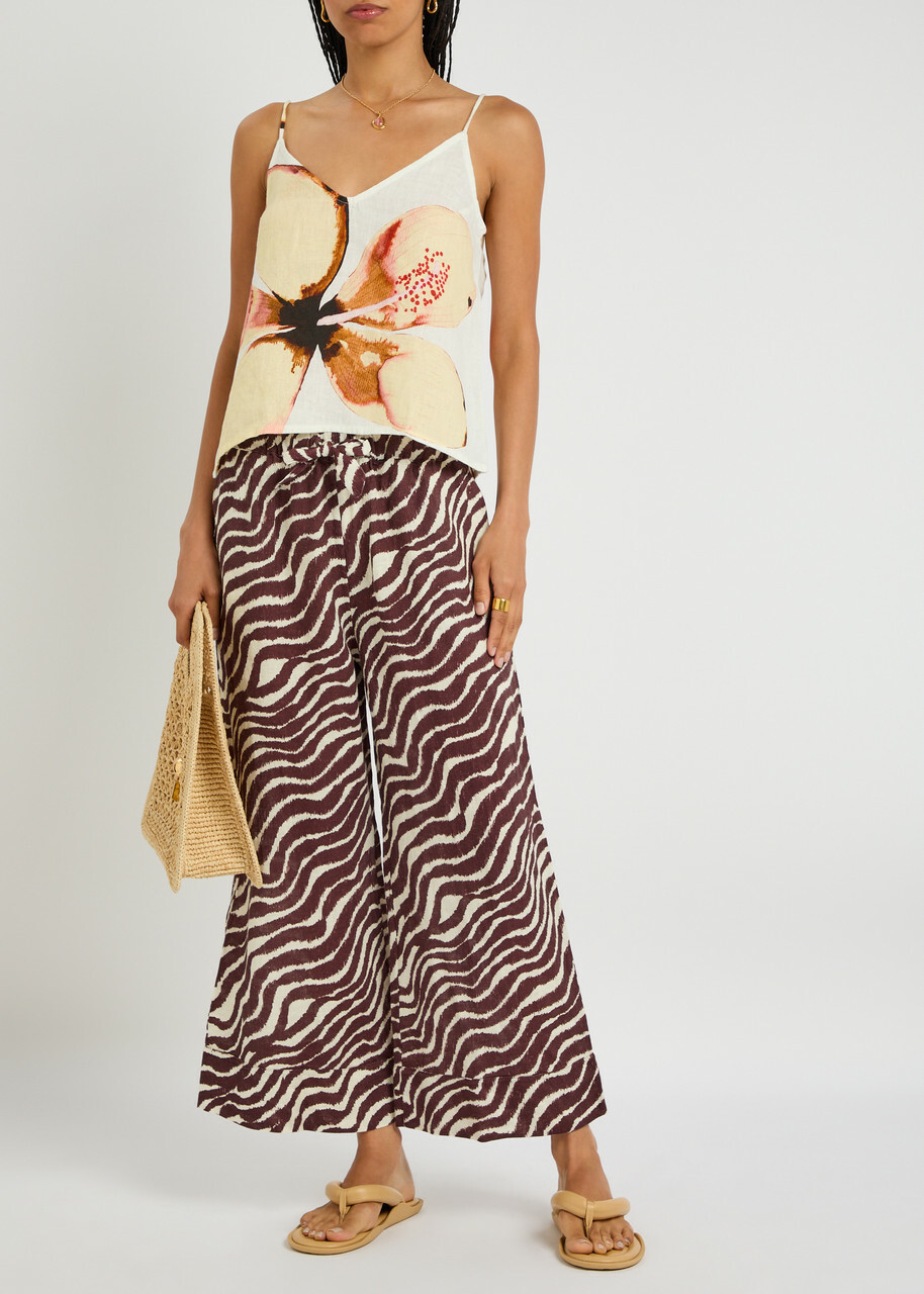 Desmond & Dempsey Hibiscus Printed Linen Camisole top Multicoloured