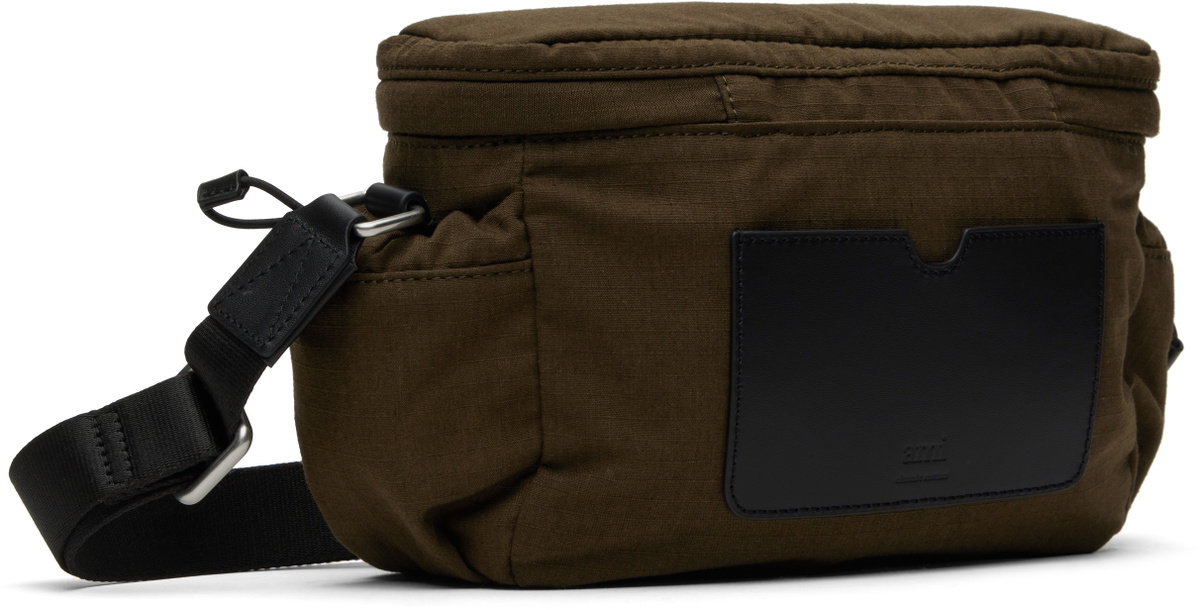 AMI Paris Khaki Canvas Ami de Coeur Messenger Bag