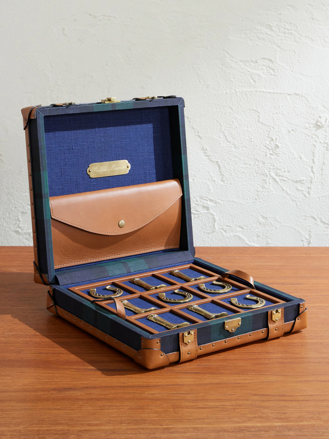 Ralph Lauren Home - Sawyer Leather-Trimmed Checked Canvas Tic-Tac-Toe Set