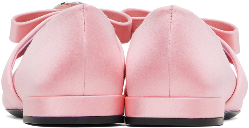 【関税込み】Ballerinas - Versace - Leather - Pink Versace Pink Gianni Ribbon Open Satin Ballerina Flats Versace