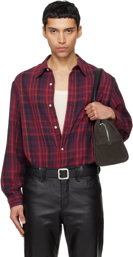 Photo: TONYWACK Red Washed Cotton Blend Check Shirt