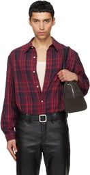 TONYWACK Red Washed Cotton Blend Check Shirt