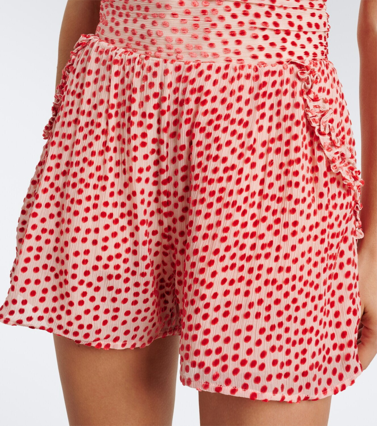 Posse Elise polka-dot ruffled shorts