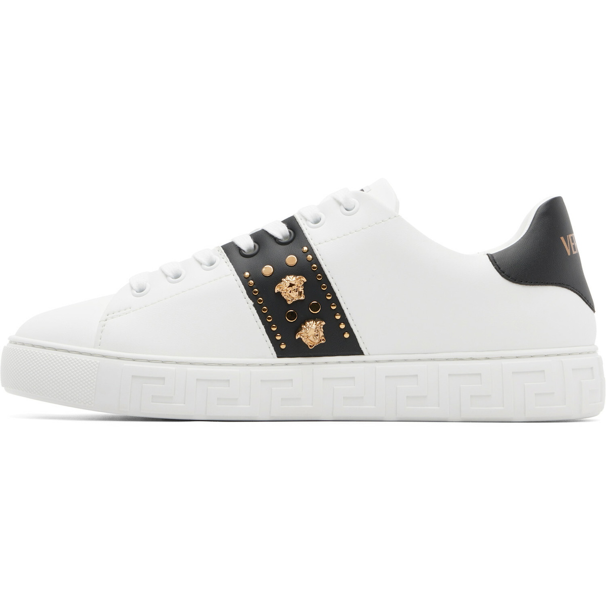 Versace White Greca Embellished Nylon Sneakers