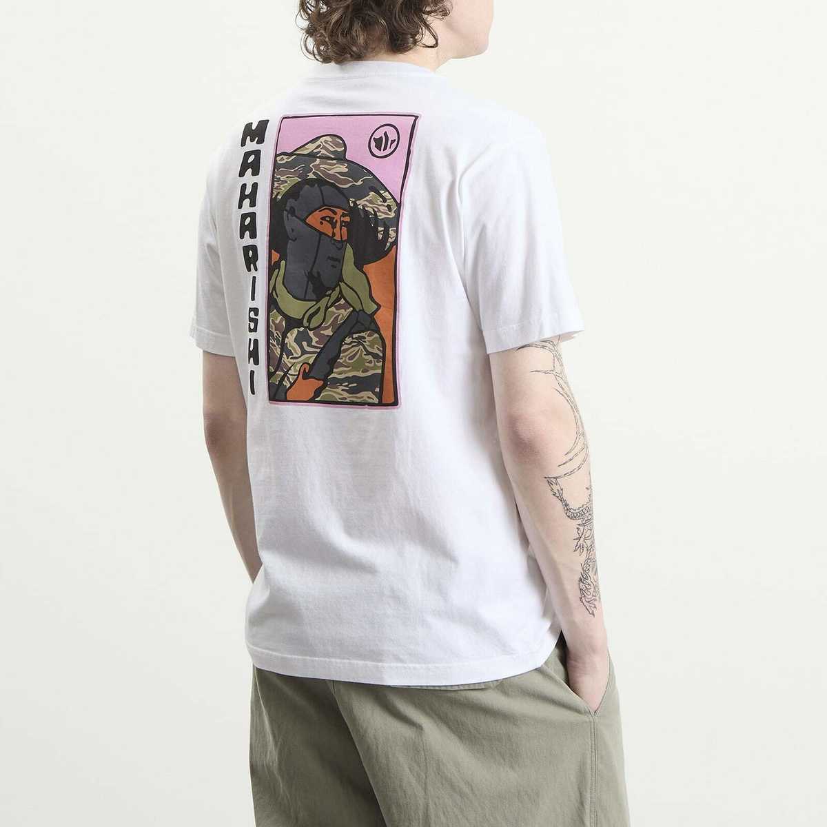 Maharishi Men's Japanese Menko Card T-Shirt in White