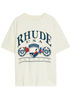 Rhude Usa Sailing Icon Printed Cotton T-shirt White