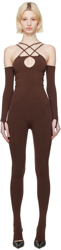 Photo: ANDREĀDAMO Brown Keyhole Jumpsuit