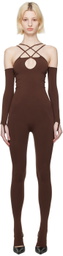 ANDREĀDAMO Brown Keyhole Jumpsuit