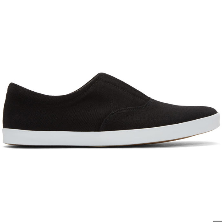 Photo: Lemaire Black Twill Slip-On Sneakers