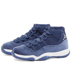 Air Jordan Men's 11 Retro W Sneakers in Midnight Navy/Silver/White