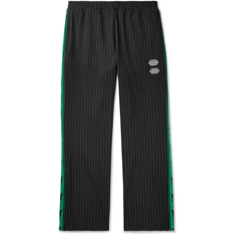 Photo: Off-White - Logo-Trimmed Pinstriped Stretch-Jersey Sweatpants - Men - Black