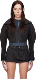 HYEIN SEO Black & Gray Patchwork Crop Jacket