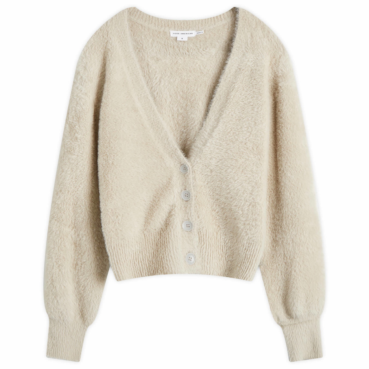 Good American Women's Fuzzy Cardigan in Flax