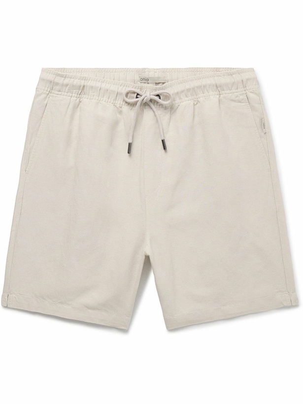 Photo: Onia - Air Straight-Leg Linen and Lyocell-Blend Drawstring Shorts - Neutrals