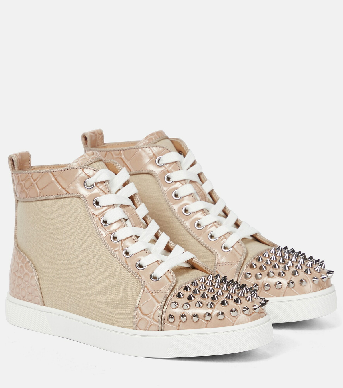 Christian Louboutin - Vieira 2 Orlato Brown Suede Spiked Sneakers