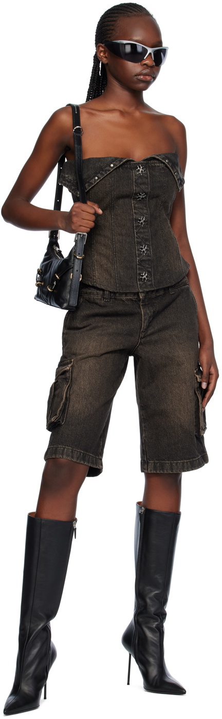 Miaou Gray Dune Denim Shorts