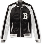 Balmain - Two-Tone Logo-Embroidered Satin Bomber Jacket - Men - Black