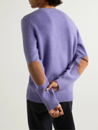 Polo Ralph Lauren - Suede-Trimmed Wool and Cashmere-Blend Sweater - Purple