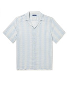 Frescobol Carioca - Roberto Camp-Collar Printed Linen Shirt - Blue