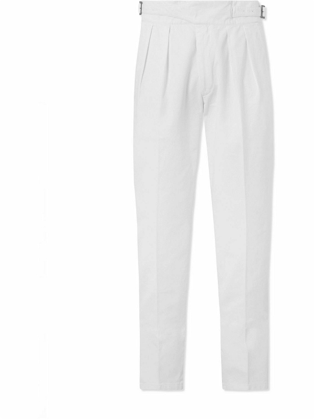 Photo: Rubinacci - Manny Tapered Pleated Cotton-Twill Trousers - White